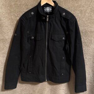 Men’s Affliction Standard Live Fast Biker/Moto Jacket in Black, Size Large